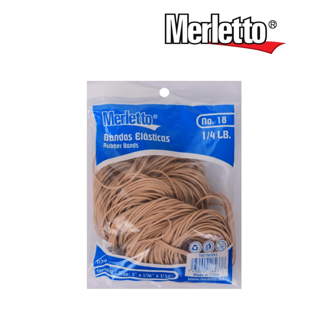 Bandas Elásticas Merletto – No. 18 – 1/4LB – Uso Oficina y Hogar