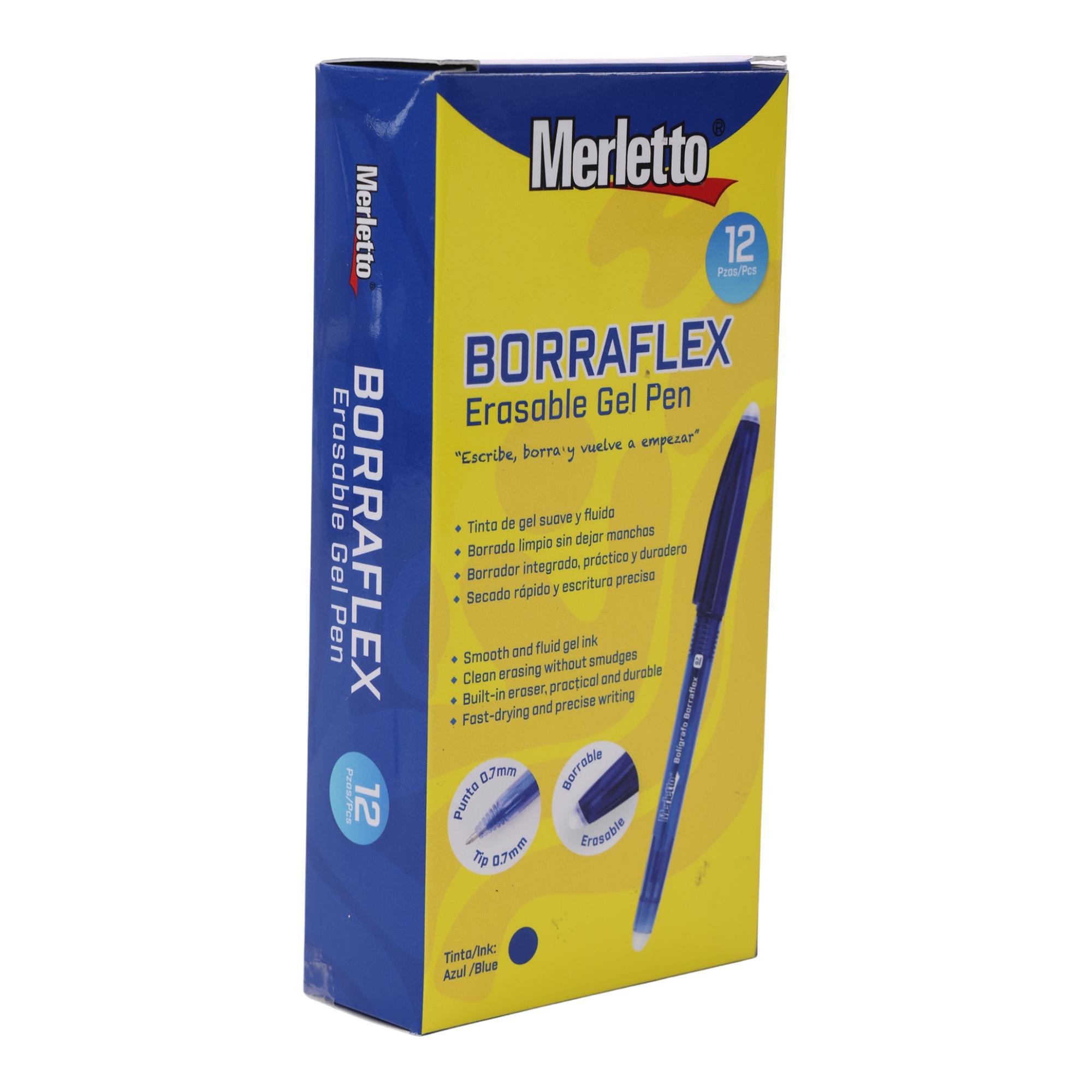 Bolígrafo Gel Borrable Merletto Borraflex – Azul – Punta 0.7mm – Caja con 12 Piezas