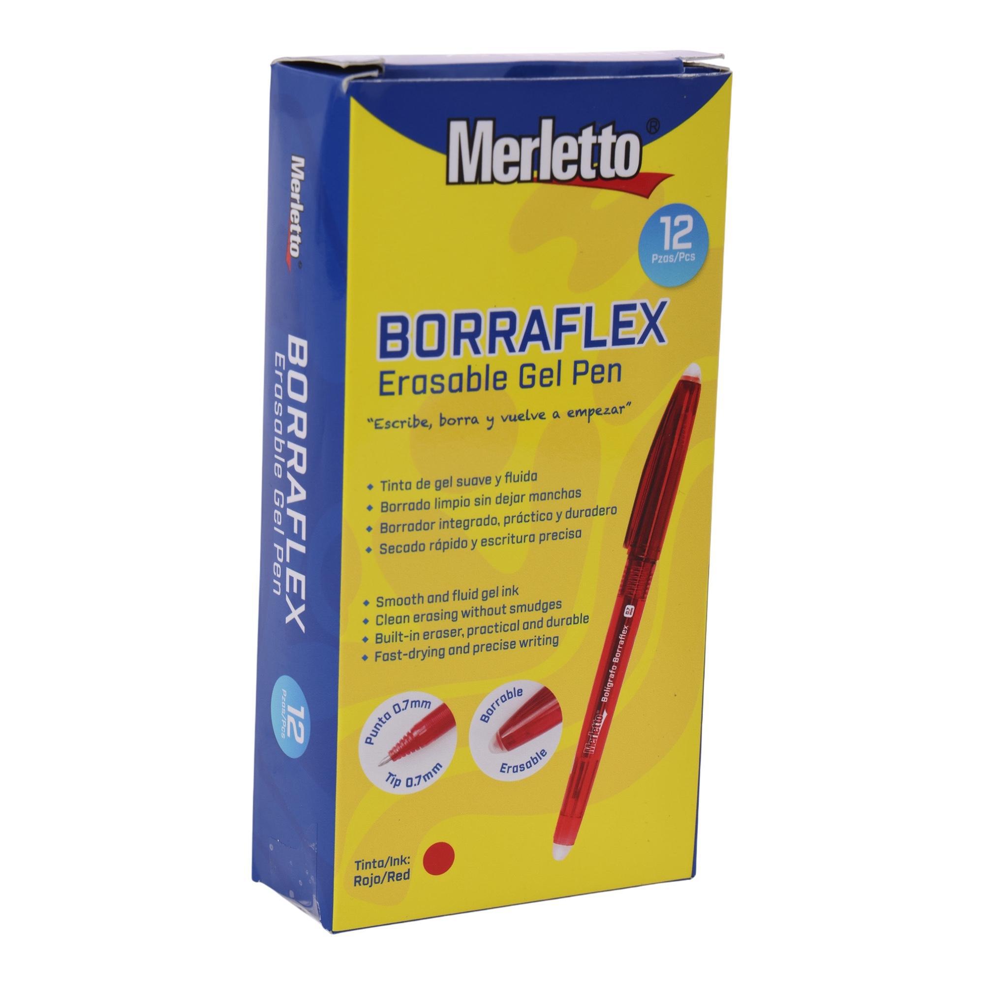 Bolígrafo Gel Borrable Merletto Borraflex – Rojo – Punta 0.7mm – Caja con 12 Piezas