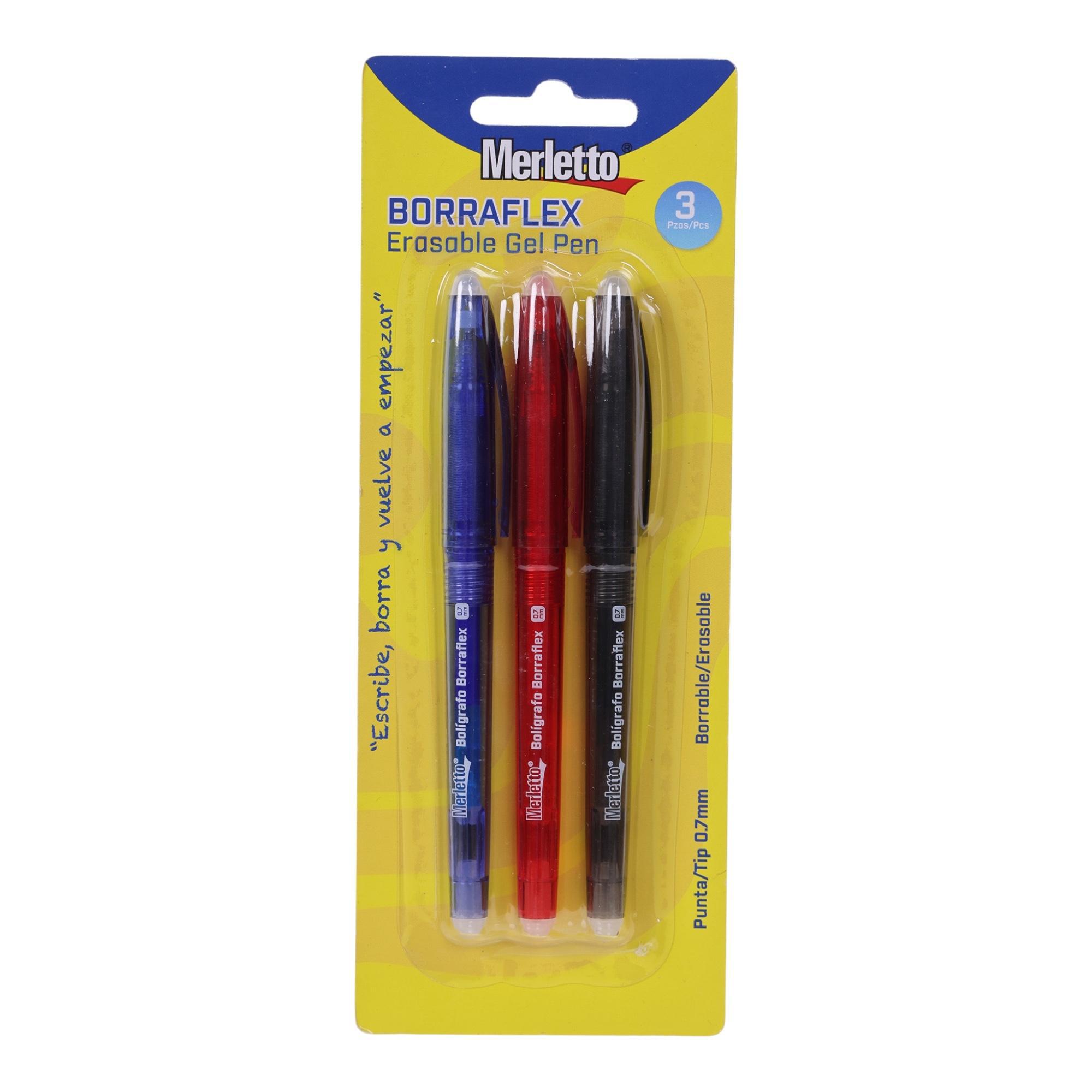 Bolígrafos Borrables Merletto Borraflex – Gel Pen – Set de 3 Piezas