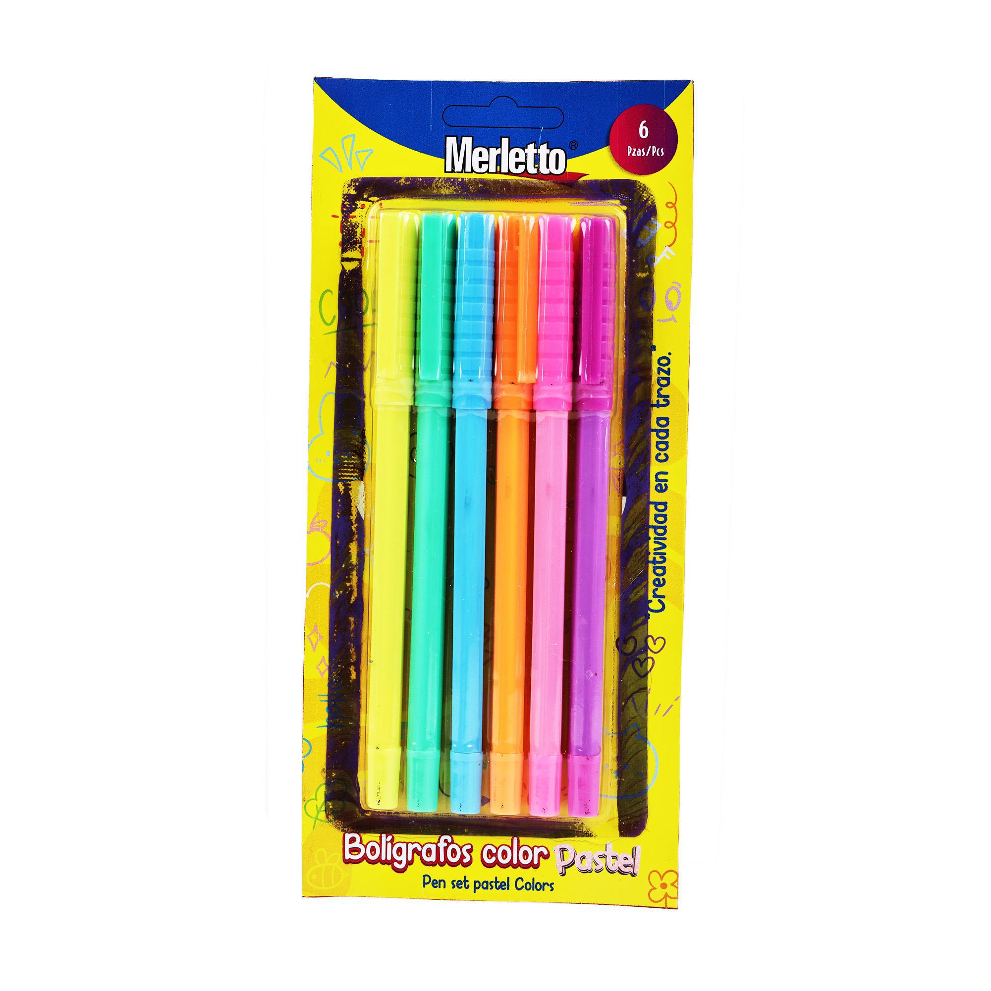 Bolígrafos Merletto Colores Pastel – Set de 6 Piezas
