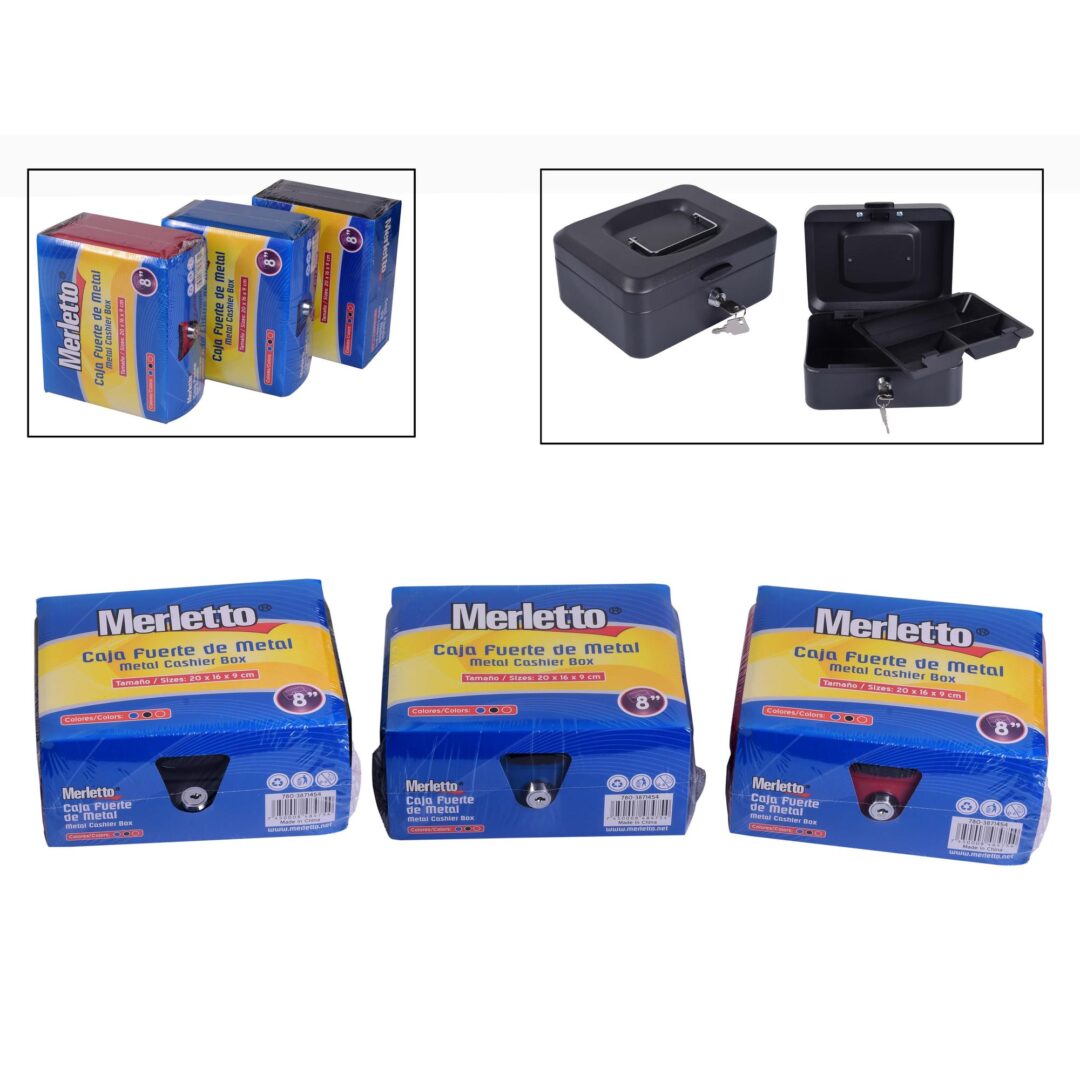 Caja Fuerte de Metal Merletto – 8 Pulgadas – Con Llave de Seguridad