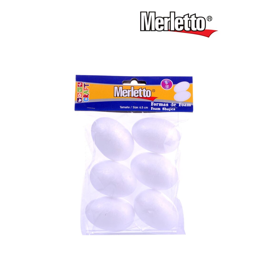 Formas de Foam Merletto – Ovaladas – Blancas – 6.5cm – Paquete de 6 piezas