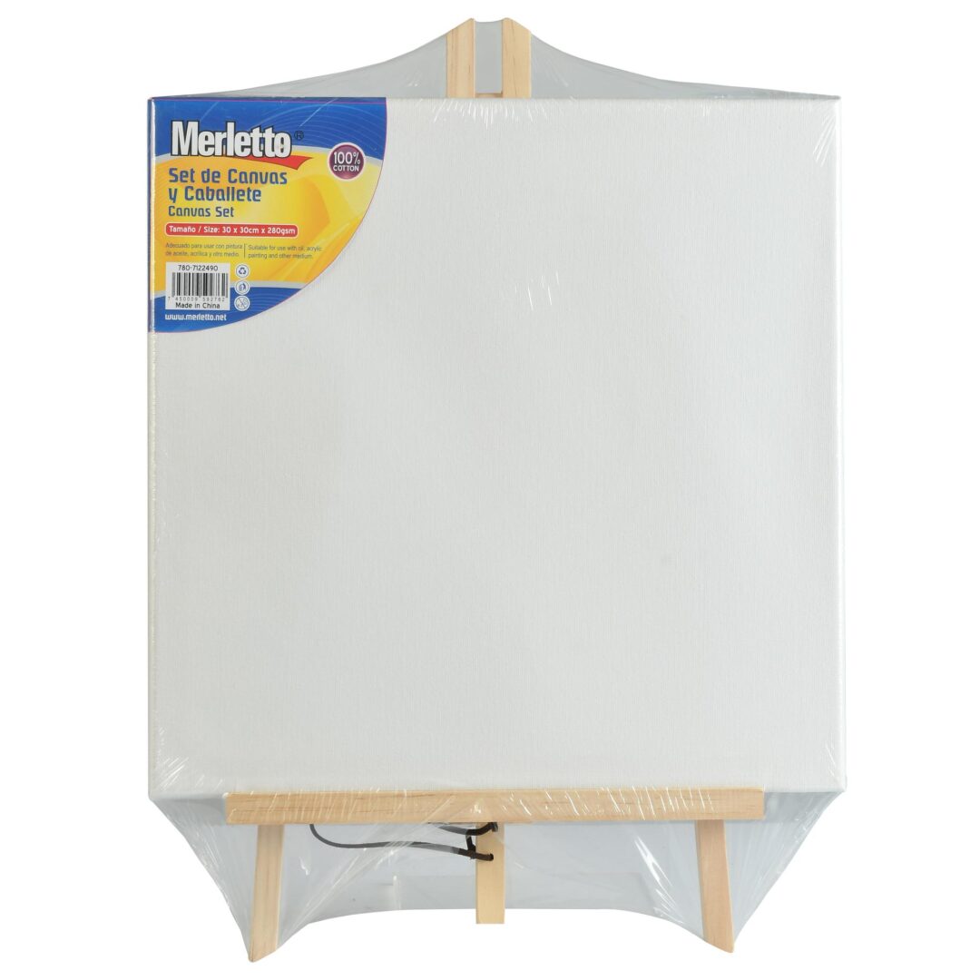 Set de Canvas y Caballete Merletto – 30×30 cm – 100% Algodón – 280g/m²