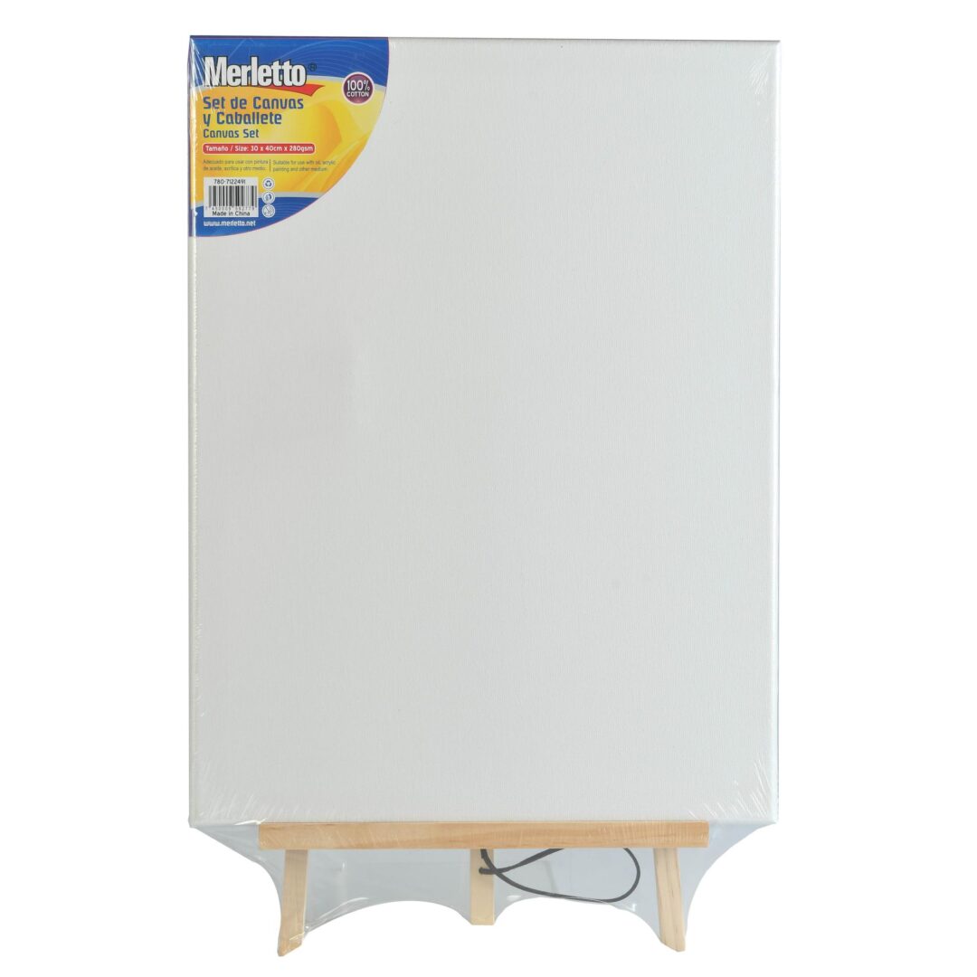 Set de Canvas y Caballete Merletto – 30×40 cm – 100% Algodón – 280g/m²