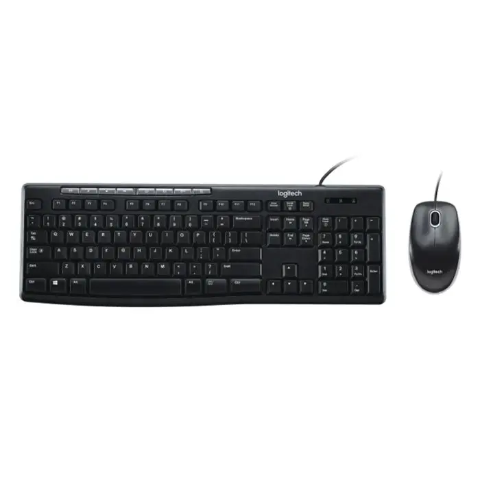 Combo de Teclado y Mouse Logitech con Cable USB – Diseño Clásico – Uso Diario