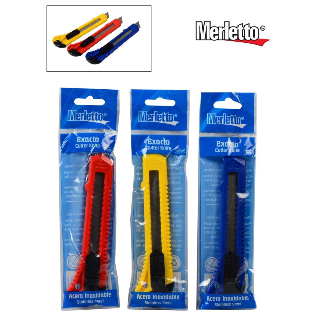 Exacto Merletto – Cutter 18mm – Acero Inoxidable – Colores Surtidos