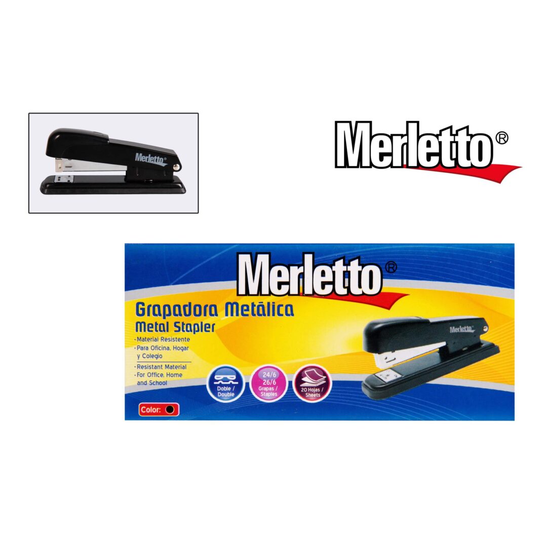 Grapadora Metálica Merletto – Uso Oficina, Hogar y Colegio