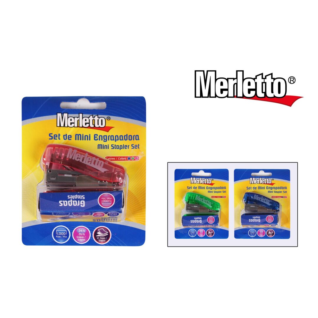 Set de Mini Engrapadora Merletto – Incluye Grapas – Colores Surtidos