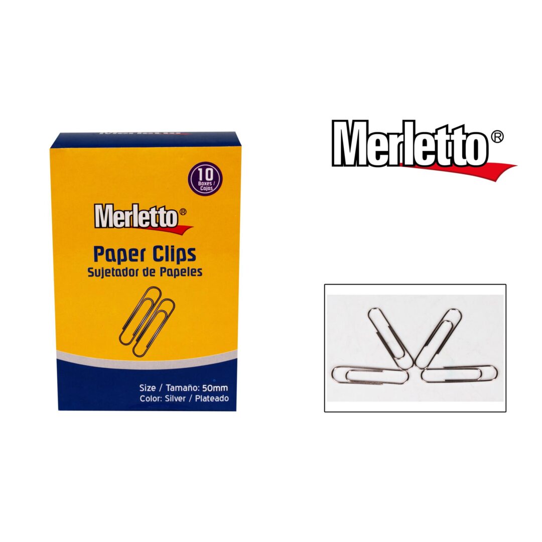 Sujetadores de Papeles Merletto – 50mm – Caja x 100 Unidades