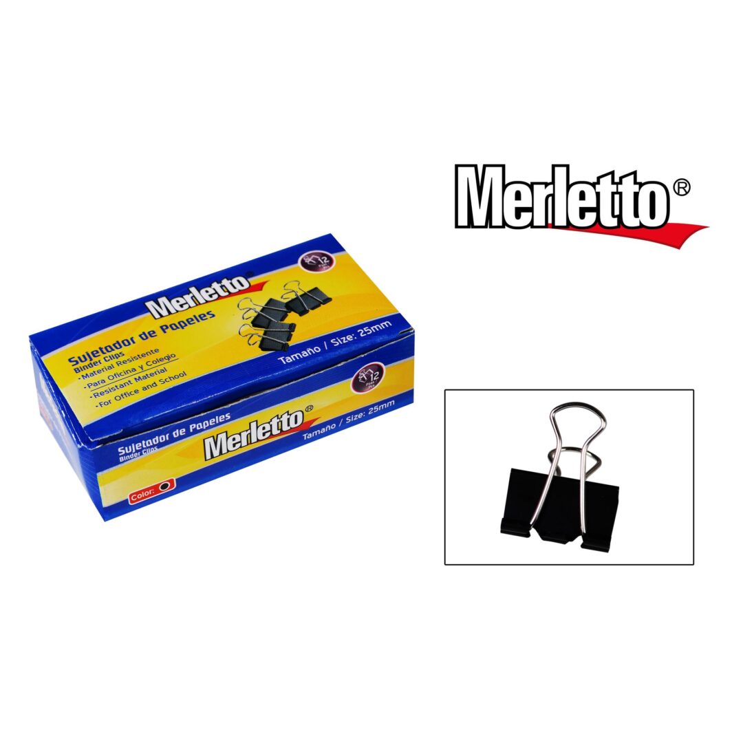 Sujetador de Papeles Merletto – 25mm – Caja x 12 Unidades
